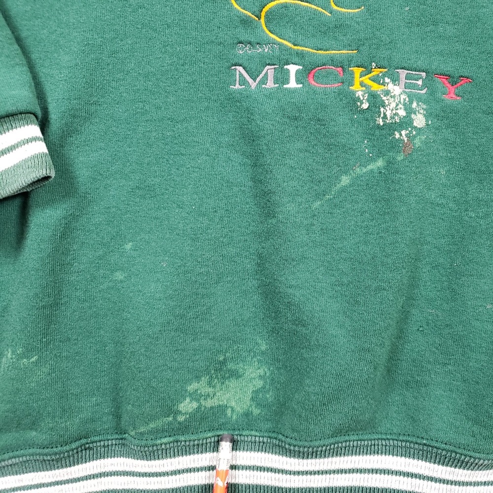 Vintage 90s MICKEY MOUSE Sweatshirt Mens Medium Green Disney Genus Made in USA - Picture 7 of 16